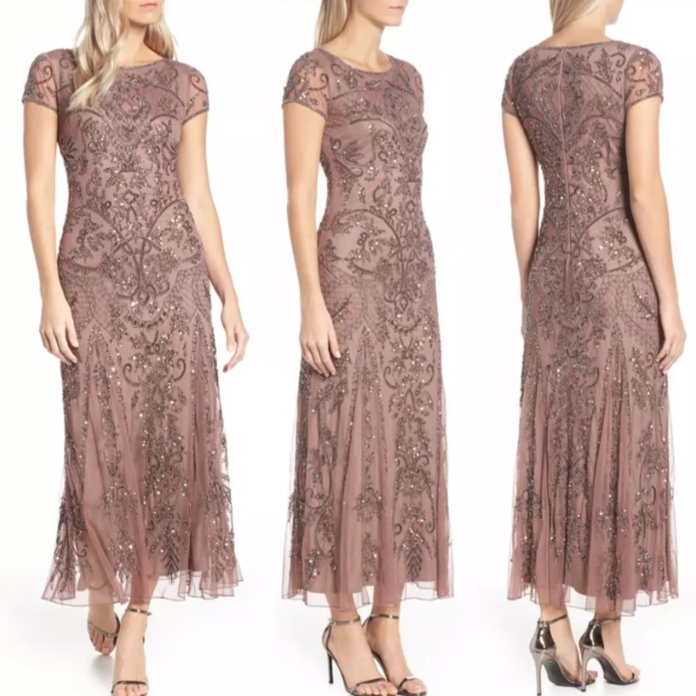 Pisarro Nights Embellished Mesh Column Gown